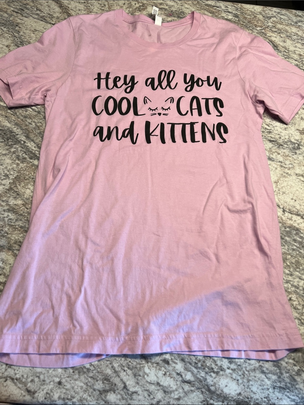 Pink "Hey All You Cool Cats and Kittens" Cat Lover T‑Shirt GUC